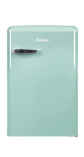 Amica VKS 15623-1 M Retro Vollraum-Kühlschrank / Fresh Mint / 88cm (H) x 55cm (B) x 62cm (T) / Retro-Design / Mini-Kühlschrank von Amica