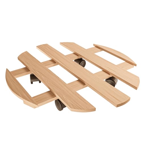 Amig - Transportplattform mit Rädern | Runder Rollständer | Kiefernholz | Ø35 cm | Max. Belastung: 80 kg | 4 Polypropylen-Räder | Kiefernholz | FSC-zertifiziert | Natur von Amig