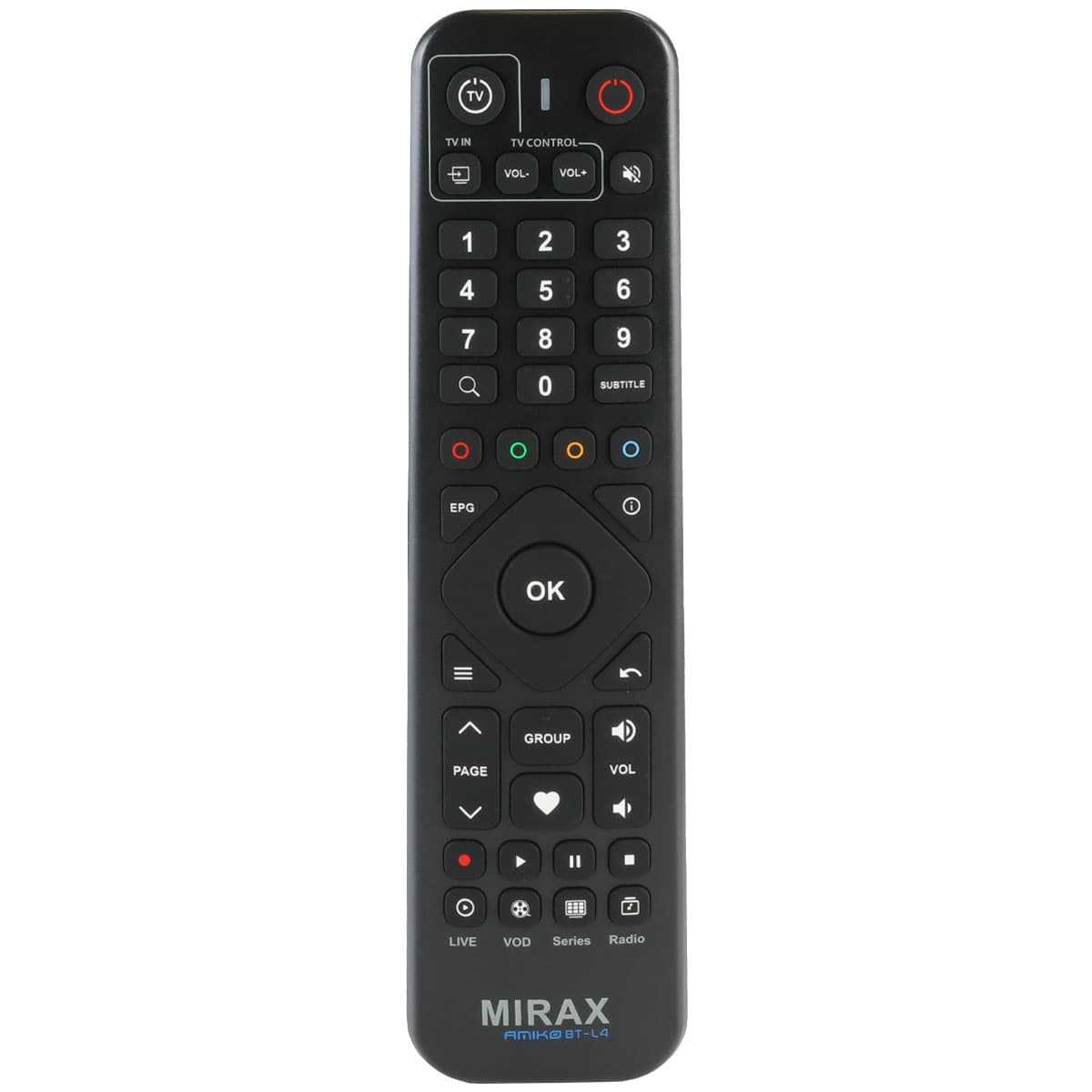 Amiko Mira X BT-L4 Bluetooth Fernbedienung RCU (für Mira X-4200 Schwarz) von Amiko