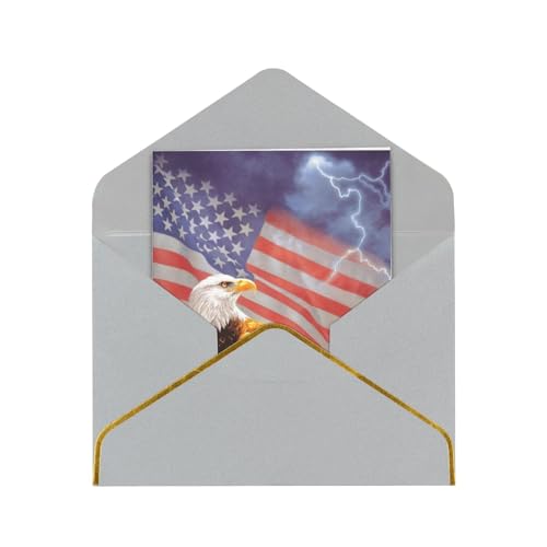 Grußkarte mit Adler mit USA-Flagge, blanko, mit Umschlag. Perlglanz-Effekt. Weihnachtskarten, Dankeskarten, Ermutigungskarten, Geburtstagskarten, Urlaubskarten. von Aminnu