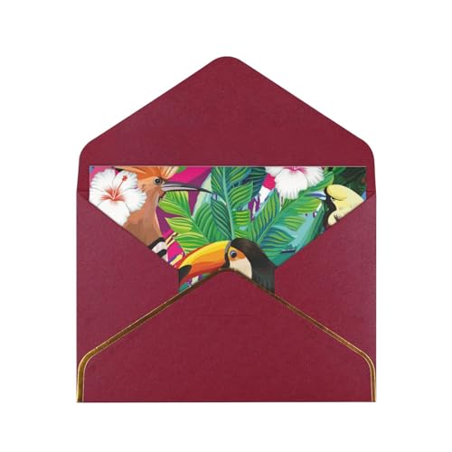 Grußkarten mit tropischen Vögeln und Pflanzenblättern. Blanko-Karten und Umschläge. Verwendet als Geburtstagskarten, Weihnachtskarten, Dankeskarten, Ermutigungskarten usw. von Aminnu