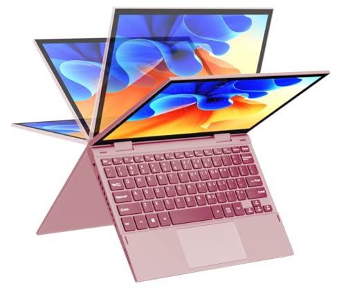 Yoga 10,95'' 2-in-1 Pink Mini-Laptop mit Touchscreen,FHD-Display,Intel 12 Gen N95 CPU (bis zu 3,4 GHz),16 GB DDR5 RAM,512 GB NVMe SSD,360° drehbares Design,Type-C,BT,Wi-Fi,Hintergrundbeleuch (16+512G) von Amita