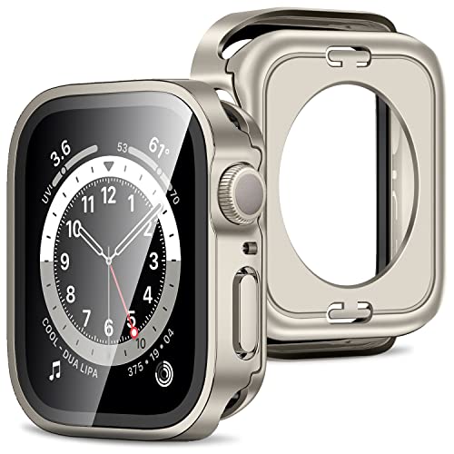 Amizee 2 in 1 Hülle [2 Stück] Kompatibel mit Apple Watch Series 6/5/4/SE 40mm mit Displayschutz, 360° Rundum Gehäuse Schutzhülle für iWatch Series 6/5/4/SE (Sternenlicht) von Amizee