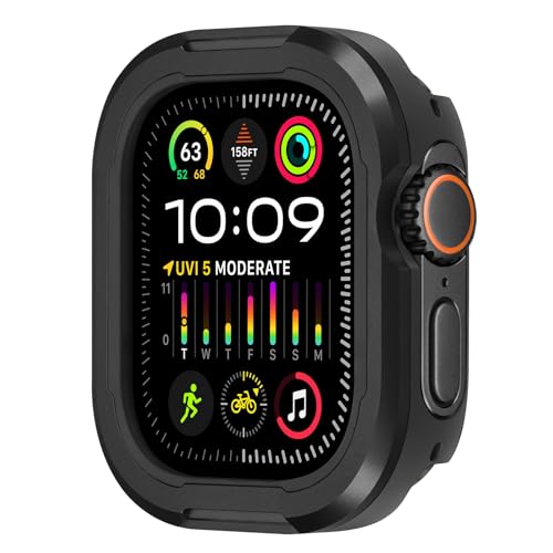 Amizee Hard Schutzhülle Kompatibel für Apple Watch Ultra 2/Ultra 49mm Hülle, Metall-Uhrenhülle mit TPU-Stoßschutzbasis Ultradünne Schutz Schutzhülle für iWatch, Schwarz Amizee Hard Schutzhülle Kompatibel für Apple Watch Ultra 2/Ultra 49mm Hülle, Metall-Uhrenhülle mit TPU-Stoßschutzbasis Ultradünne Schutz Schutzhülle für iWatch, Schwarz von Amizee