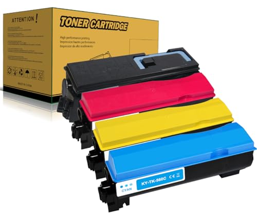 Amla 4 Stück Toner Kompatibel mit Kyocera TK-560 Toner Kyocera TK-560K Kyocera TK-560C Kyocera TK-560M Kyocera TK-560Y Kyocera TK560 Toner für Kyocera ECOSYS P6030cdn Kyocera FS C5300DN C5350DN von Amla