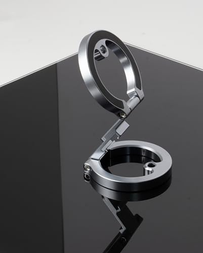 Amlanpin Doppelte magnetische Handyhalterung, kleines Problem mit 1/4-Zoll-20-Gewinde, andere Funktionen, voll funktionsfähig, magnetischer Telefonständer für das Auto (Silber) von Amlanpin