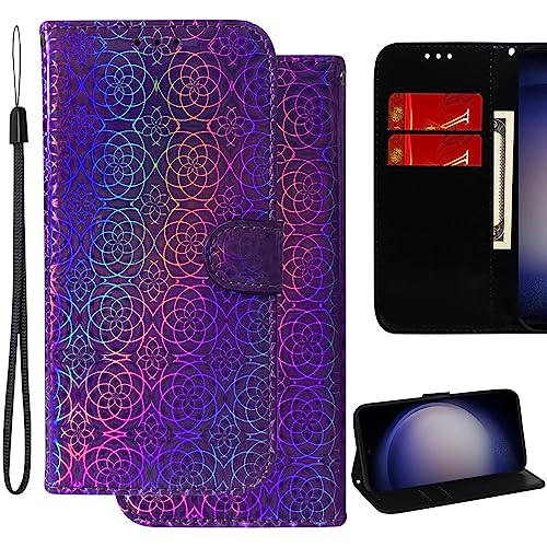 Ammeer Glänzend Hülle für Sony Xperia 10 III, Magnetische Flip Funkeln PU Leder Schutzhülle Handy Tasche Case Cover Brieftasche Wallet Stand Kartenfächer Trageschlaufe - Lila von Ammeer