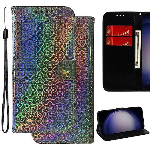 Ammeer Glänzend Hülle für Sony Xperia 5 V, Magnetische Flip Funkeln PU Leder Schutzhülle Handy Tasche Case Cover Brieftasche Wallet Stand Kartenfächer Trageschlaufe - Silber von Ammeer