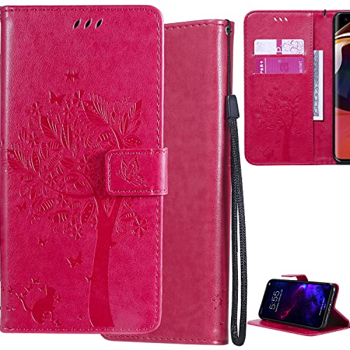 Ammeer Hülle für Google Pixel 8a, Katze Baum Muster Flip PU Leder Schutzhülle Handy Tasche Case Cover Standfunktion mit Kartenfächer - Pink von Ammeer