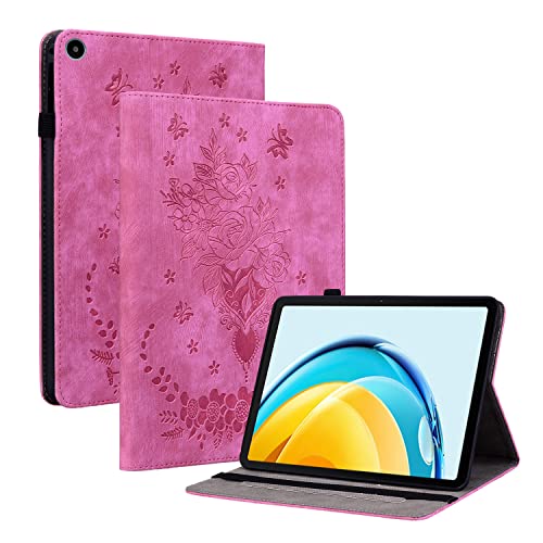 Ammeer Hülle für Huawei MatePad SE 10,4", Retro Rose Blume Muster Flip Smart Cover PU Leder Schutzhülle Tasche Brieftasche Wallet Case Ständer Kartenfächer Gummiband - Rose von Ammeer