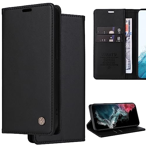 Ammeer Hülle für Huawei Y7 2019, Prämie Flip Folio PU Leder Magnetische Adsorption Handy Tasche Case Stilvoll Cover Schutzhülle Wallet Brieftasche Ständer Funktion - Schwarz von Ammeer