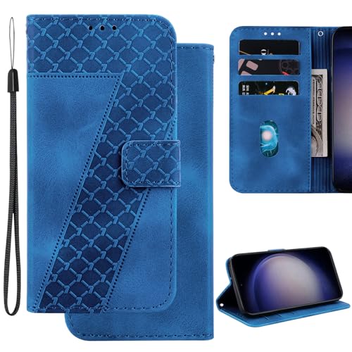 Ammeer Hülle für Huawei nova 13 Pro, Prägen 7 Muster Magnetische Flip Folio Cover PU Leder Schutzhülle Handy Tasche Brieftasche Wallet Case Ständer - Blau von Ammeer