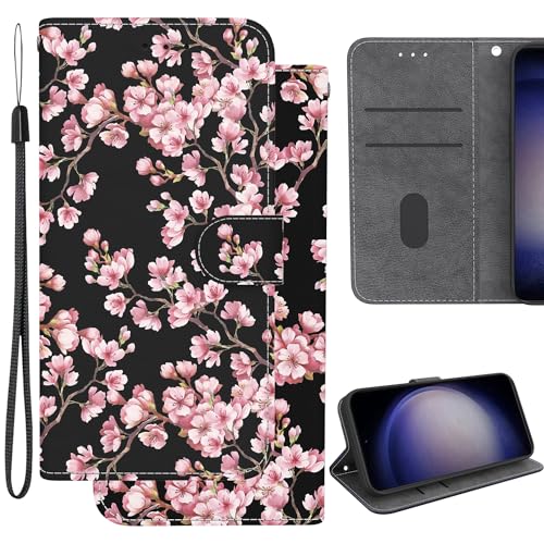 Ammeer Hülle für Infinix Hot 12i, Flip Folio PU Leder Schutzhülle Handy Tasche Wallet Case Cover Ständer mit Magnetverschluss - Pink Blume von Ammeer