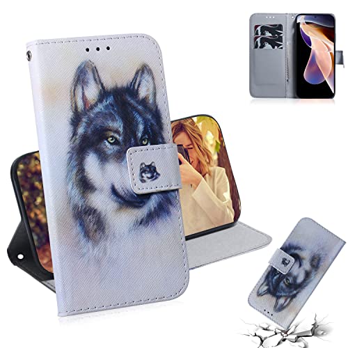 Ammeer Hülle für Infinix Smart 7 HD, Flip PU Leder Schutzhülle Handy Tasche Case Cover Wallet Standfunktion mit Kartenfächer Magnetverschluss - Wolf von Ammeer