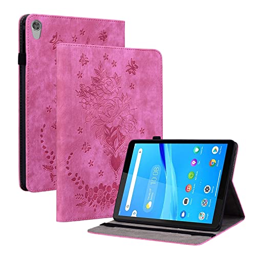 Ammeer Hülle für Lenovo Tab M8 HD/M8 2nd Gen /M8 3rd Gen Tablet, Retro Rose Blume Muster Flip Smart Cover PU Leder Schutzhülle Tasche Brieftasche Wallet Case Ständer Kartenfächer Gummiband - Rose von Ammeer