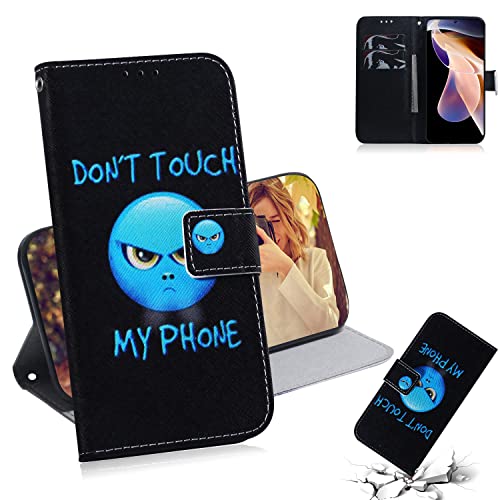 Ammeer Hülle für Motorola Moto G32, Flip PU Leder Schutzhülle Handy Tasche Case Cover Wallet Standfunktion mit Kartenfächer Magnetverschluss - Don't Touch von Ammeer