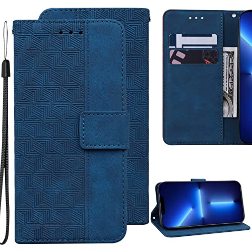 Ammeer Hülle für Realme 14 Pro+, Magnetische Flip Folio PU Leder Schutzhülle Tasche Case Cover Wallet Brieftasche Stand mit Kartenfächer Kartenfach Trageschlaufe - Blau von Ammeer
