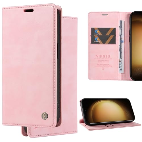 Ammeer Hülle für Samsung Galaxy A32 4G, Prämie Flip Folio Cover PU Leder Magnetische Adsorption Stossfest Handy Tasche Smartphone Case Schutzhülle Wallet Ständer - Rosa von Ammeer