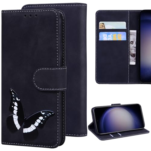 Ammeer Hülle für Samsung Galaxy M55, Schmetterling Magnetische Flip Folio Cover PU Leder Schutzhülle Handy Tasche Brieftasche Wallet Case Ständer mit Kartenfächer - Schwarz Ammeer Hülle für Samsung Galaxy M55, Schmetterling Magnetische Flip Folio Cover PU Leder Schutzhülle Handy Tasche Brieftasche Wallet Case Ständer mit Kartenfächer - Schwarz von Ammeer