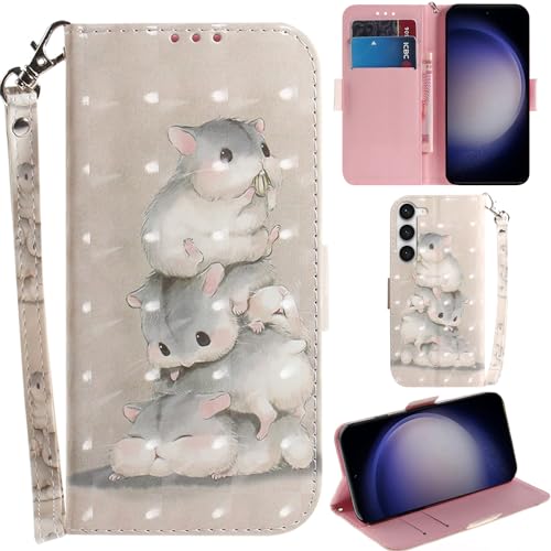 Ammeer Hülle für Samsung Galaxy S23, 3D Magnetische Flip PU Leder Schutzhülle Handy Tasche Case Cover Ständer mit Kartenfächer Trageschlaufe - Eichhörnchen von Ammeer