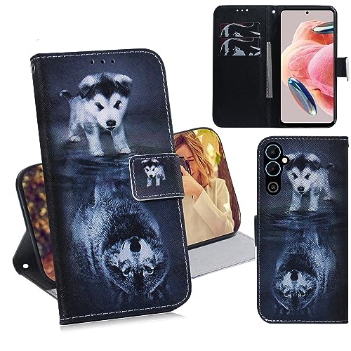 Ammeer Hülle für Tecno Pova Neo 2, Flip PU Leder Schutzhülle Handy Tasche Case Cover Wallet Standfunktion mit Kartenfächer Magnetverschluss - Hund Wolf von Ammeer