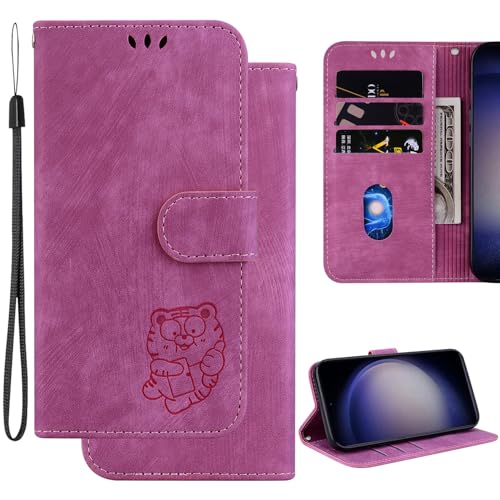 Ammeer Hülle für Tecno Spark 20 Pro+ Plus, Süßer Tiger Magnetische Flip Folio Cover PU Leder Schutzhülle Handy Tasche Brieftasche Wallet Case Ständer - Rose von Ammeer
