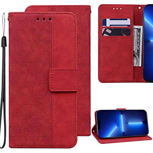 Ammeer Hülle für Xiaomi 13 Lite/Xiaomi Civi 2, Magnetische Flip Folio PU Leder Schutzhülle Tasche Case Cover Wallet Brieftasche Stand mit Kartenfächer Kartenfach Trageschlaufe - Rot von Ammeer