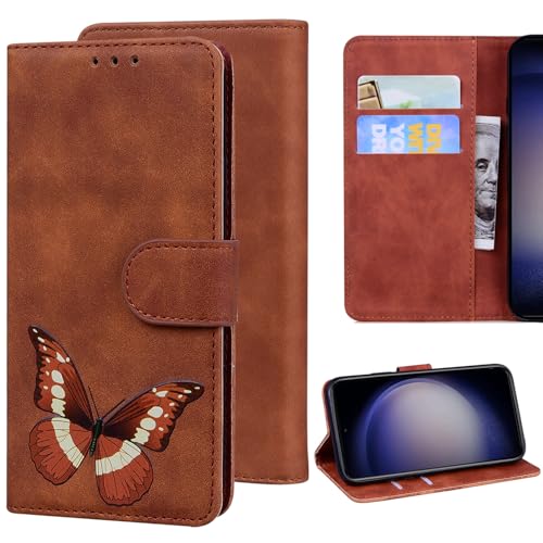 Ammeer Hülle für Xiaomi Poco F6 5G, Schmetterling Magnetische Flip Folio Cover PU Leder Schutzhülle Handy Tasche Brieftasche Wallet Case Ständer mit Kartenfächer - Braun Ammeer Hülle für Xiaomi Poco F6 5G, Schmetterling Magnetische Flip Folio Cover PU Leder Schutzhülle Handy Tasche Brieftasche Wallet Case Ständer mit Kartenfächer - Braun von Ammeer