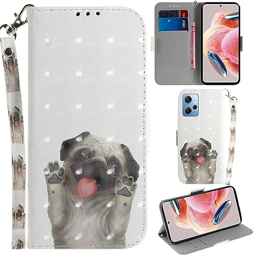 Ammeer Hülle für Xiaomi Redmi Note 12 4G, 3D Magnetische Flip PU Leder Schutzhülle Handy Tasche Case Cover Ständer mit Kartenfächer Trageschlaufe - Hund von Ammeer