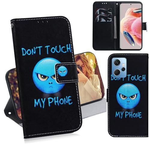 Ammeer Hülle für Xiaomi Redmi Note 12 4G, Flip PU Leder Schutzhülle Handy Tasche Case Cover Wallet Standfunktion mit Kartenfächer Magnetverschluss - Don't Touch von Ammeer