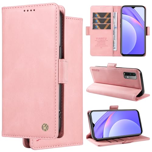 Ammeer Hülle für Xiaomi Redmi Note 9 Pro/Note 9S/Note 9 Pro Max, Prämie Flip Cover Wallet PU Leder Magnetische Adsorption Stossfest Handy Tasche Case Schutzhülle Brieftasche Ständer Kartenfach - Rosa von Ammeer