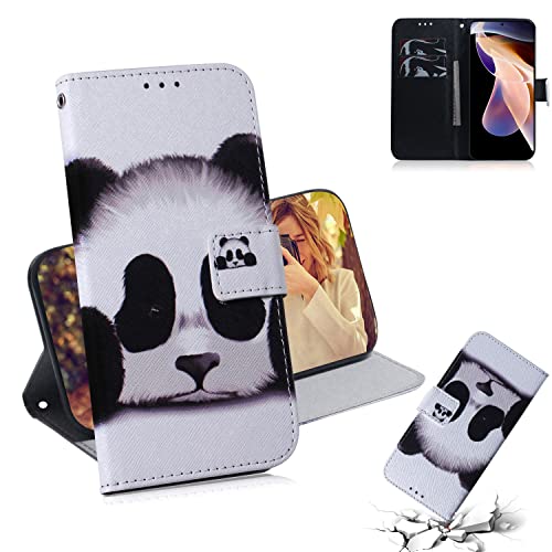 Ammeer Hülle für iPhone 14, Flip PU Leder Schutzhülle Handy Tasche Case Cover Wallet Standfunktion mit Kartenfächer Magnetverschluss - Panda von Ammeer