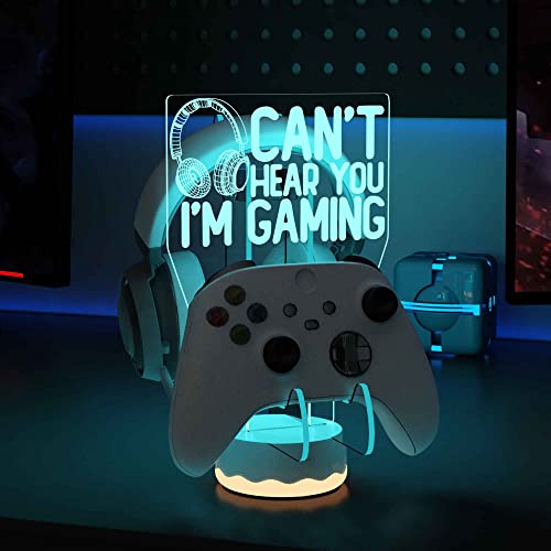 Ammonite Kopfhörer Controller Ständer Light up, 16 Farben 3D LED Lichter Headset Gamepad Halter, Game Controller Hänger für alle Universal Gaming PC Zubehör von Ammonite