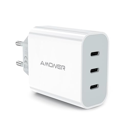 Amoner Schnellladegerät USB C 35 W 3 Ports Netzstecker für iPhone 16 15 14 13 12 11 Pro Max SE 2020 XS XR X 8 7 6 6S Plus, iPad Mini, Samsung, Schnellladegerät Netzadapter von Amoner