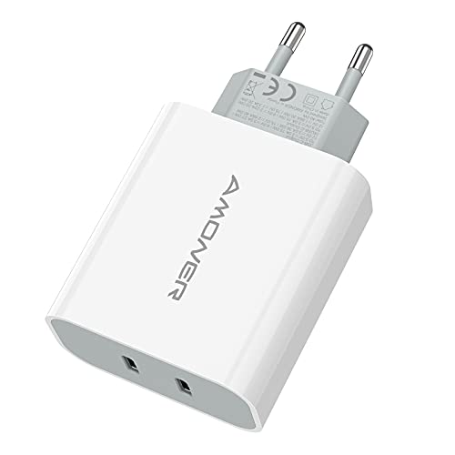 Amoner USB C Ladegerät 40w USB C stecker iPhone stecker USB C Netzteil für iPhone Schnellladegerät 2 Port Schnellladegerät kompatibel mit iPhone13,13pro,13pro max, 12,12 Pro Max,11 Pro Max,neu SE,XR von Amoner