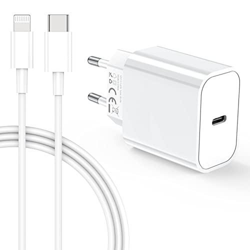 Amoner iPhone Schnellladegerät,20W USB C Ladegerät mit iPhone Ladekabel 1M,USB C Stecker Netzteil Ladeadapter mit für iPhone 14 13 12 11 Pro Max/XR/XS/8/7/Pad von Amoner