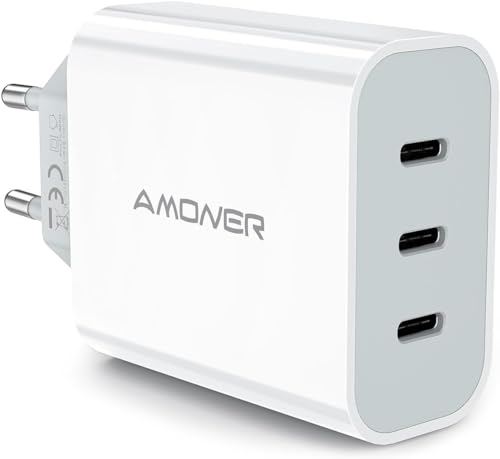 USB C Ladegerät 35W, 3-Port Netzteil/Stecker/Adapter, Schnellladegerät Kompatibel iPhone 15 14 13 12 11,PD3.0 Samsung S23/S22, Xiaomi, Google Pixel 7/6, iPad Power Adapter von Amoner