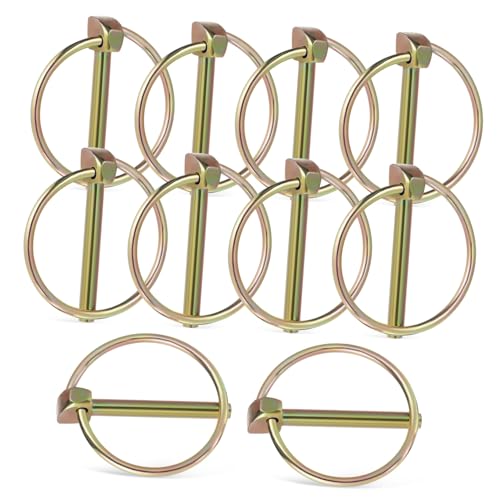 Amosfun 10 Stück Klappstecker Mit Ring Stahl Anhängerstecker Anhängerkupplungs Sicherungsstift Passend Für Gabelköpfe Schwere Mäherschafte Traktor Sicherungsstift von Amosfun