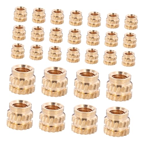 Amosfun 100-teiliges Set Gewindeeinsatz Aus Messing Einbettungsmutter Erhitzen Gewinde Rändelmuttern Einbettungsgewindeeinsatz Gewindeeinsätze Für Holz Einbettungsmuttern Kupfer Golden von Amosfun