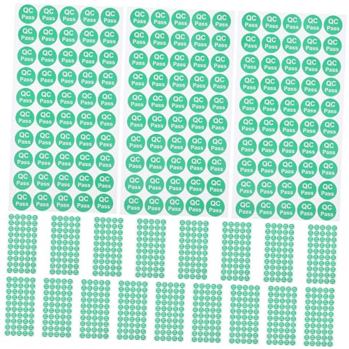 Amosfun 1000 Stück bestandene Aufkleber Etikett Mini-Aufkleber Lagergeprüfte Aufkleber Abdeckung farbig Vinyl qc vorbeifahrende Abziehbilder QC-Testaufkleber Papier Grün von Amosfun