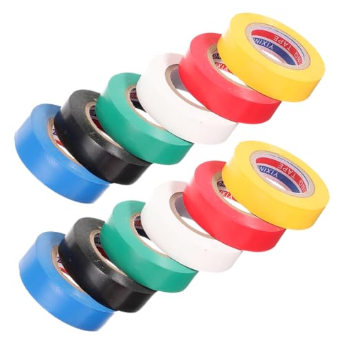 Amosfun 12 Rollen Isolierband im Freien Abdeckung Weiß Vinyl Schutz mehrere elektrisches Band Elektroband farbig Wärmeband für Rohre feuerhemmendes Klebeband Möbelband PVC von Amosfun