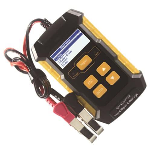 Amosfun 12V Tragbarer Auto Batterie Tester und Ladegerät Professioneller Autobatterieanalysator für Säure Batterien mit Grafischer Anzeige Einfach zu Bedienen für Pkw von Amosfun