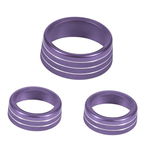 Amosfun 3 Stück Challenger Knopfabdeckung Zubehör Für Auto Dekoration Knöpfe Innenautozubehör Ac-knopfabdeckung Innere Klimaanlage Knopfabdeckung Audio-knopfring Violett Aluminiumlegierung von Amosfun