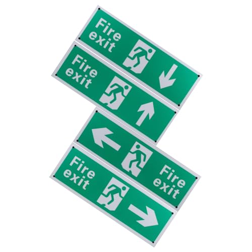 Amosfun 4 Stück sicheres Ausgangsschild LED Warnung groß Geschäft Vinyl Notausgang Aufkleber Notausgänge für öffentliche Plätze Ausgangsaufkleber Klebstoff Green von Amosfun