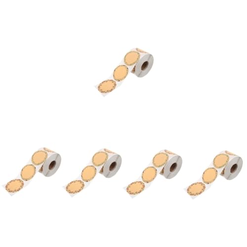 Amosfun 5 Rollen Geschenkname Tag Etiketten Abnehmbare Aufkleber klebrig selbst Taschen Gruß dekoration Kranz Aufkleber Lebensmittelverpackungsaufkleber saisonale Aufkleber Kraftpapier von Amosfun