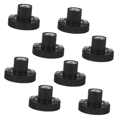 Amosfun 8 Stück Mini Glühbirne Und Fassung Schraub Lampenfassung Glühbirnenhalter DIY Beleuchtungszubehör DIY Kronleuchter Licht Kit Kleine Glühbirnenfassung Schwarzer Kunststoff von Amosfun