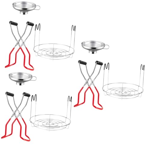 Amosfun 9 Stk Kann Rack Geschirr Dampfgarer Konserven-kit Flaches Konservengestell Konserven-essentials-kit Konservenzange Für Die Küche Kruggreifer Glas Trichter Rostfreier Stahl von Amosfun