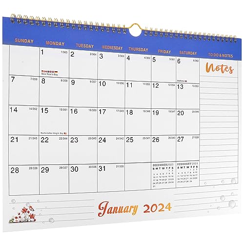 Amosfun Büro-notizkalender Zarter Kalender Jährlicher Wandkalender Büro Wandkalender Hängender Monatskalender Feiertagswandkalender Spulenwandkalender Bürobedarf Papier Zubehör Empfindlich von Amosfun