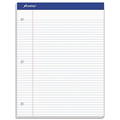 Ampad Doppelblatt-Schreibblöcke, schmal liniert, Größe 21,6 x 29,5 cm, weißes Papier, 100 Blatt pro Block (20-346) von Ampad