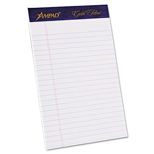 Ampad Gold Fibre Pad, Weiß, 5 X 8, JR. LEGAL RULE, 50-sheets, 4er Pack von Ampad